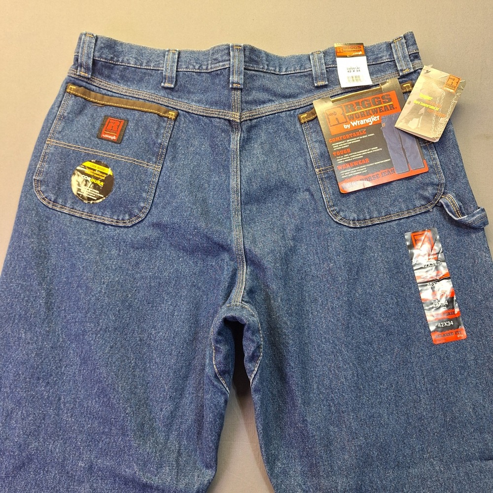 Riggs Workwear by Wrangler Mens Work Horse Jeans Relaxed Fit Blue 42x34 3W001AI - Picture 8 of 13